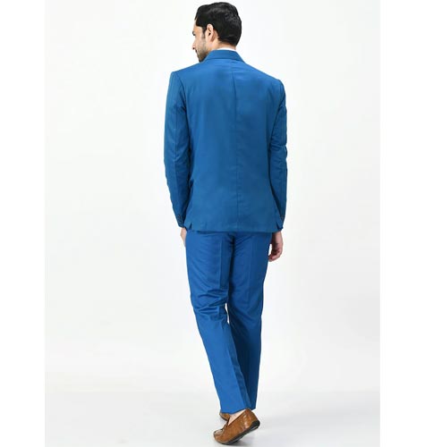 Men Blue Solid Two Piece Suits